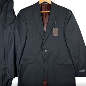 NWOT Jack Victor Mens 40R Loreto Suit Black Striped Wool